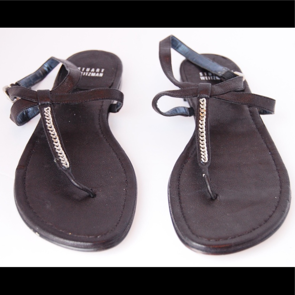 New Stuart Weiztman Black Chain Sandals Size 9